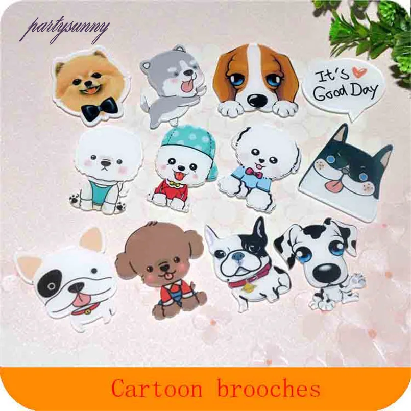 Partysunny акрил Kawaii собака rozet аниме значки Хаски бульдог Значки для одежды Для