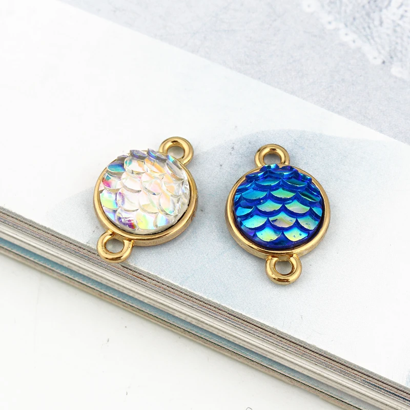 5 шт. блестящие весы с русалочкой браслет двумя отверстиями украшения на