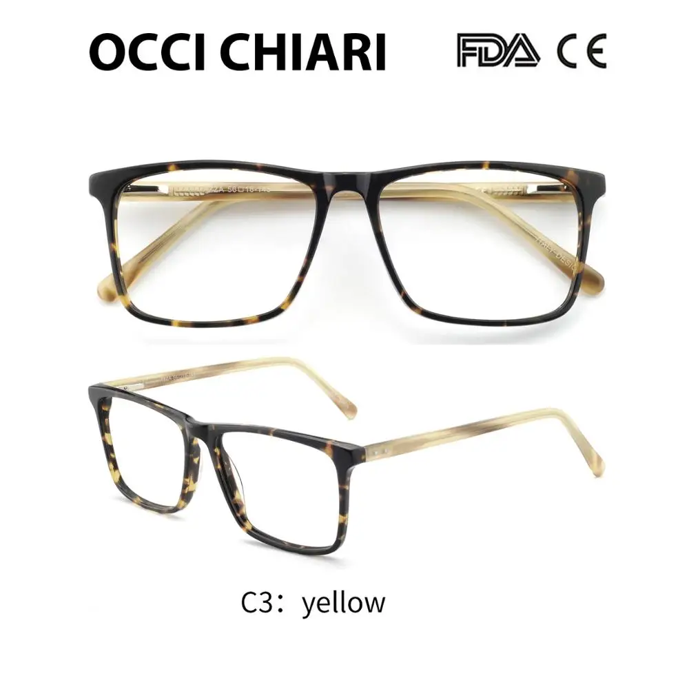 OCCI CHIARI, мужские очки, оправа, оптическая,, мужские, прозрачные линзы, по рецепту, анти-синий светильник, ацетат, очки, очки, W-COLOPI - Цвет оправы: C3-yellow