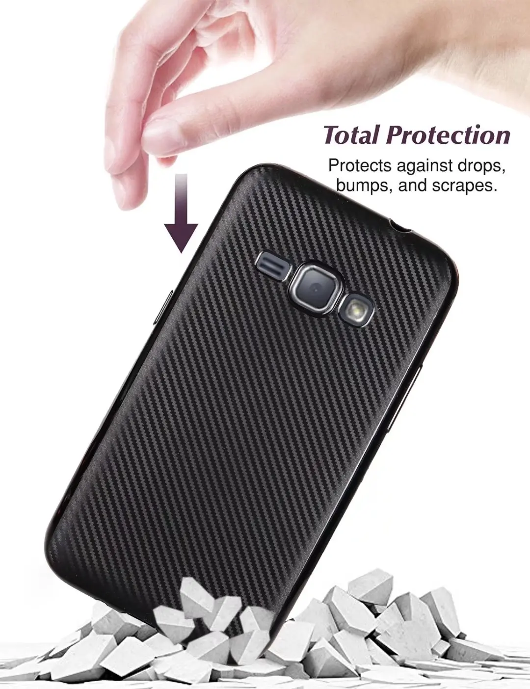 UPaitou Soft Carbon Fiber Flexible Silicone Case for Samsung Galaxy J1 2016 TPU j1 6/J120F/J120H Cover |