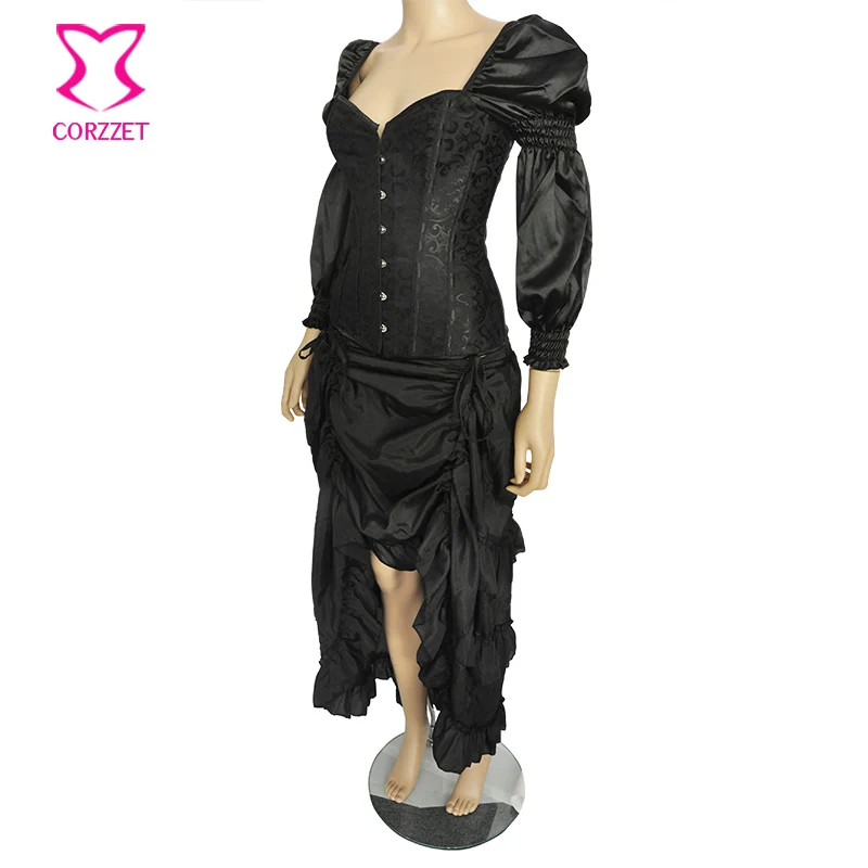 Черные корсеты и бюстье в викторианском стиле с пышными рукавами сексуальный