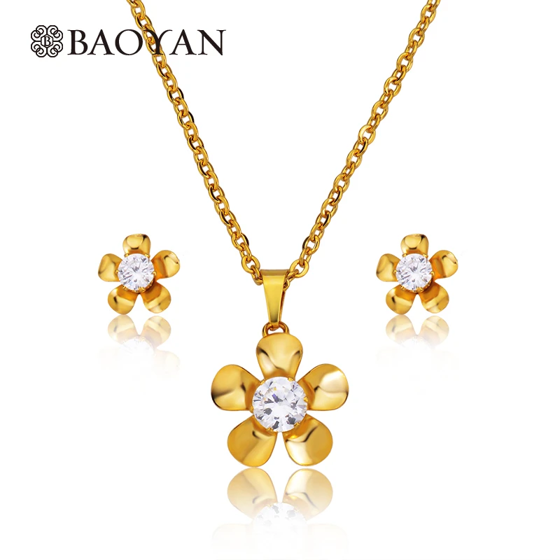 Женский комплект ювелирных изделий BAOYAN набор из нержавеющей стали с золотым