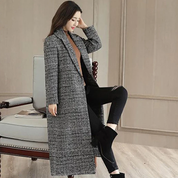 2018 женское Шерстяное Пальто Зима Осень новое модное длинное шерстяное