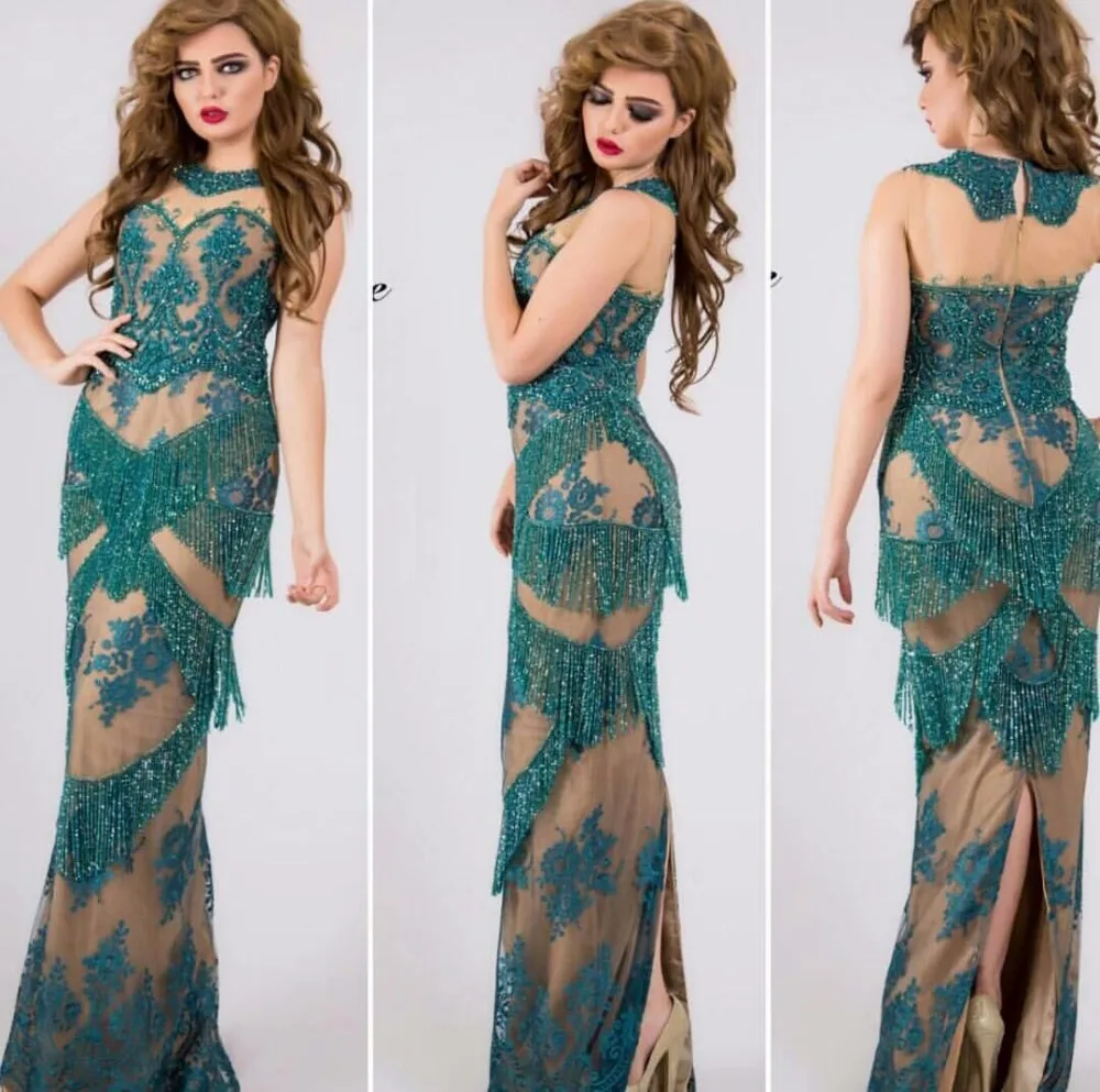 Роскошный Зеленый Бисероплетение Вечерние Платья 2017 Аппликации Платье De Festa Long