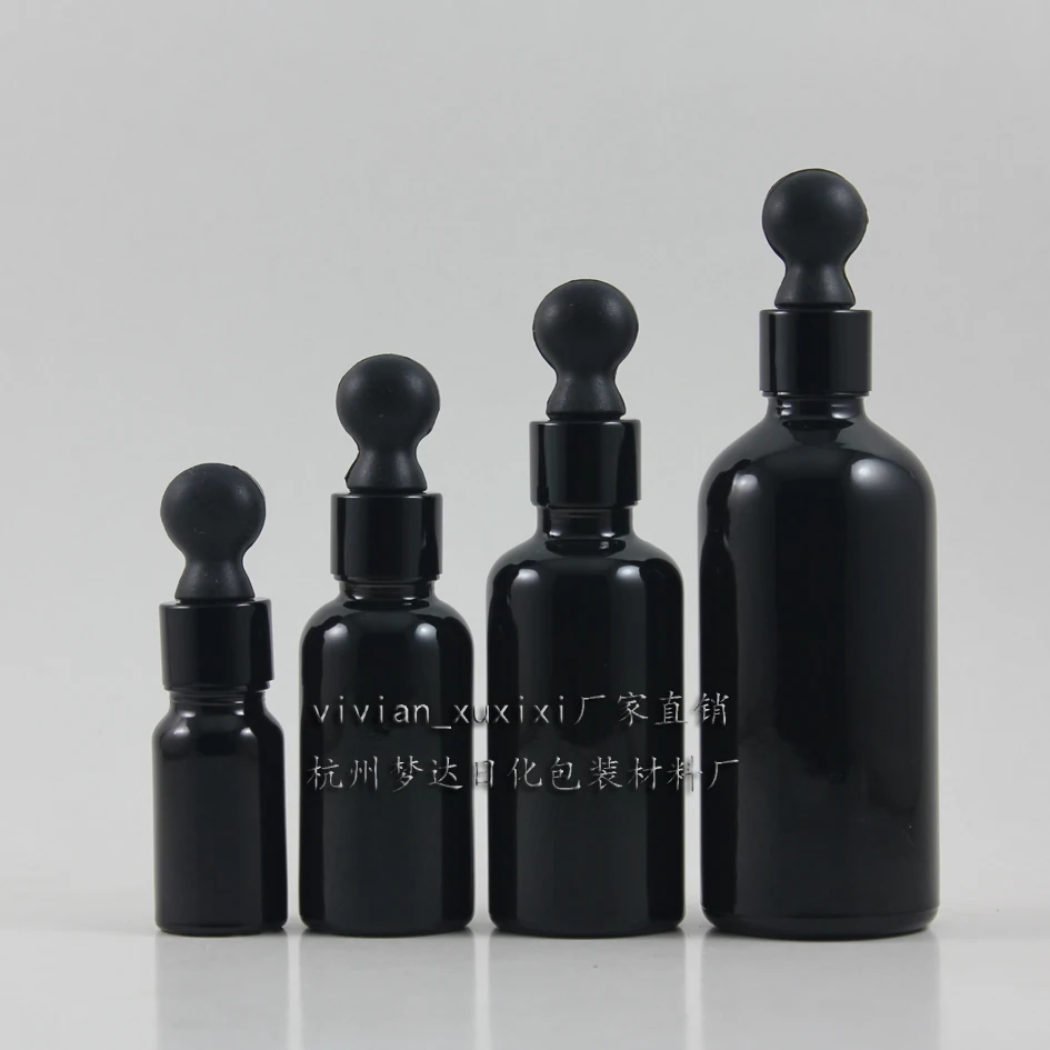 50 ml dark glass bottles for essential oils,50ml shiny black dropper glass bottle with black dropper cap,glass black bottle