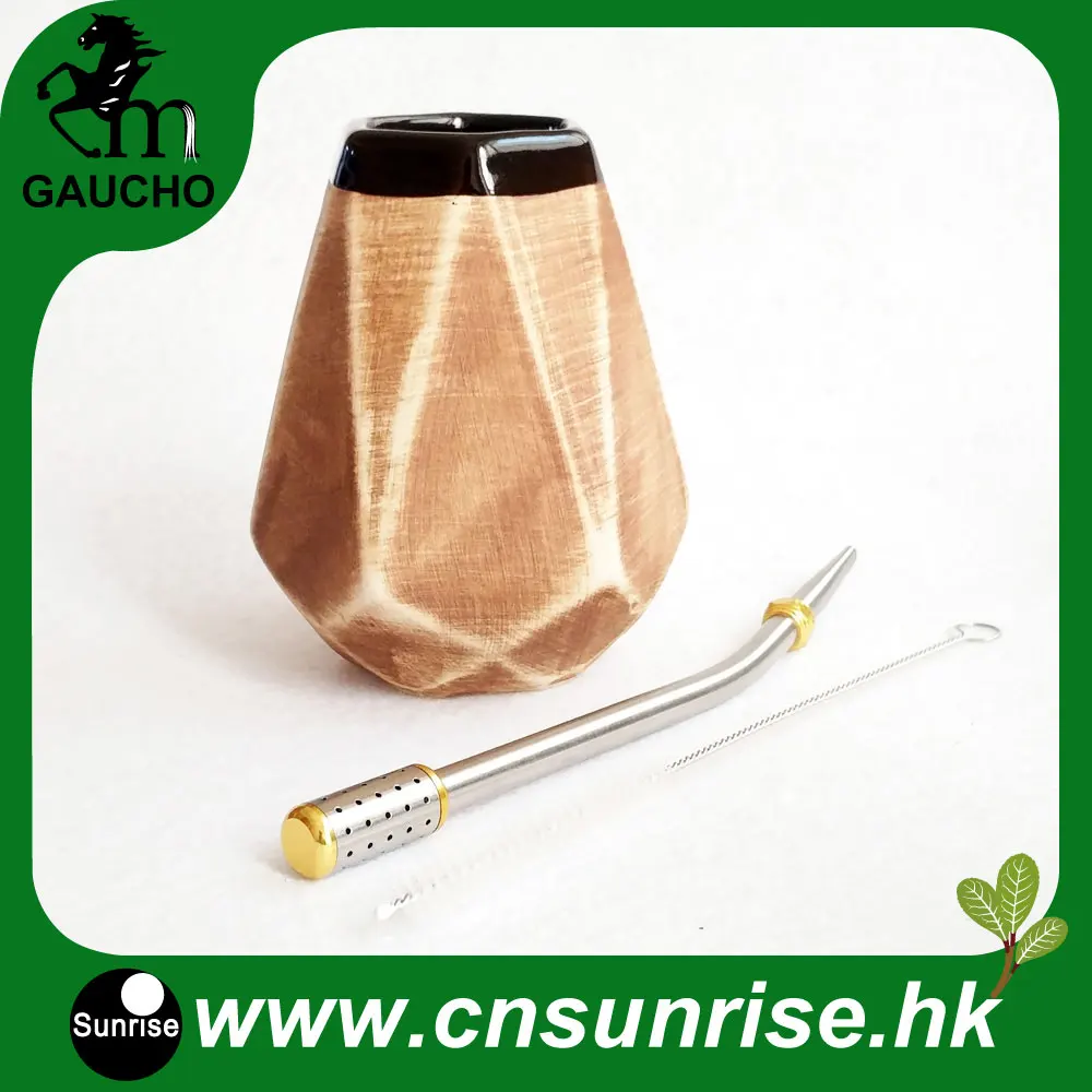 1 компл./лот Уругвай Yerba Коврики тыквы комплекты Yerba Коврики алмаз Керамика чашки с нержавеющей соломы Bombilla и щеточка для чистки - Цвет: MB005-165
