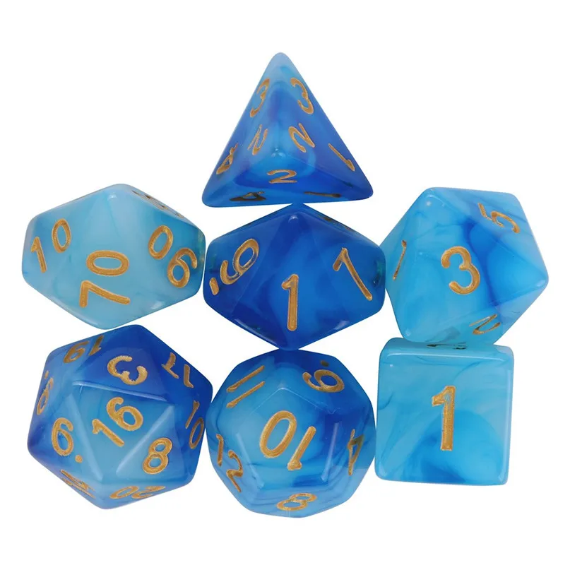 7pcs кости для TRPG игра многогранные D4 D20 многосторонний с цифрами прозрачный