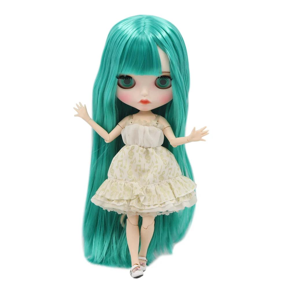 Ледяной DBS Blyth кукольные 1/6 bjd из белой кожи зеленый длинные прямые волосы а также