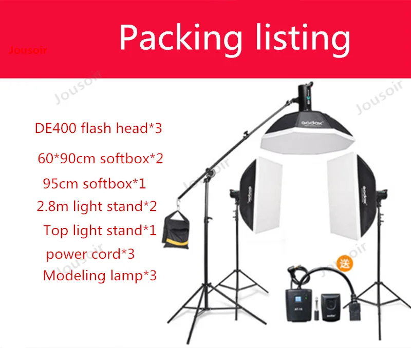 Набор вспышек Godox DE400w комплект из трех ламп мягкий Лайтбокс для портретной съемки