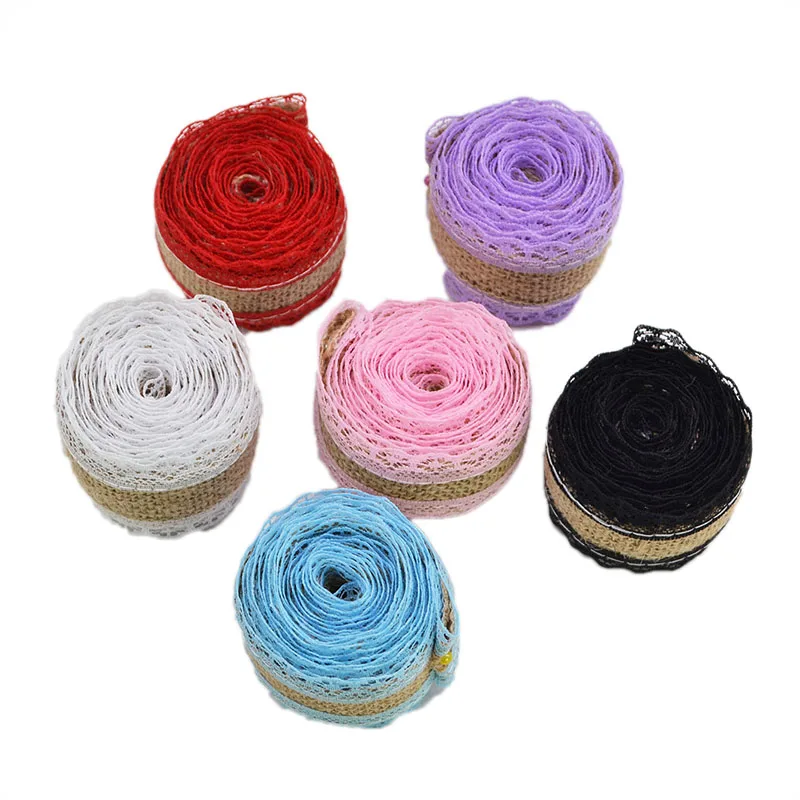 40MM Burlap Ribbon 2M Vintage Wedding Centerpieces Decoration Lace Trim ribbon Jute Hessian Rustic Party Decor DIY Supplies|Украшения