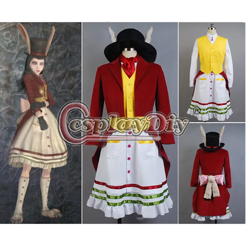 Cosplaydiy Алиса безумие возвращается Косплей Костюм счастливый кролик платье для
