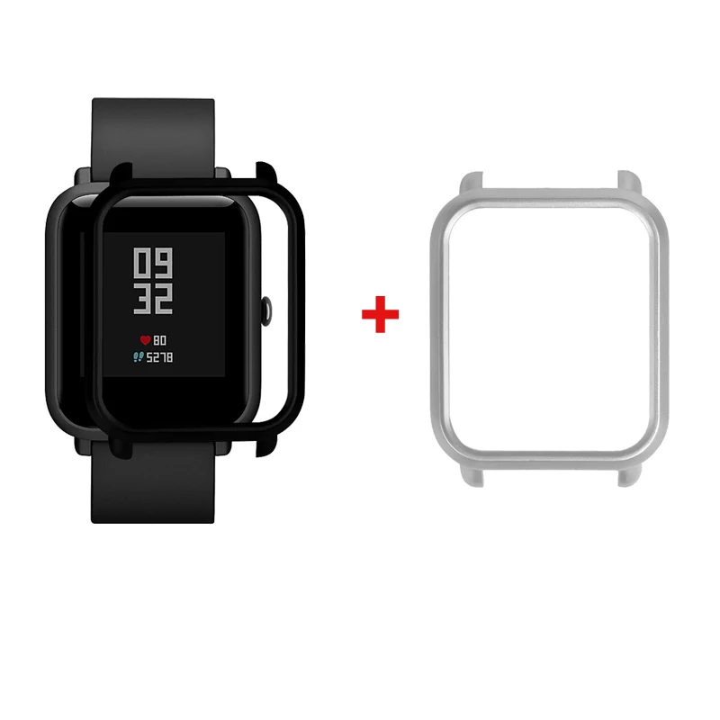 black and silver 2 шт./упак. разноцветный чехол для Amazfit Bip на молнии Wrong extraction для Xiaomi Huami Amazfit Bip Bit Smartwatch чехол Крышка Amazfit чехол Крышка - Цвет: black and silver