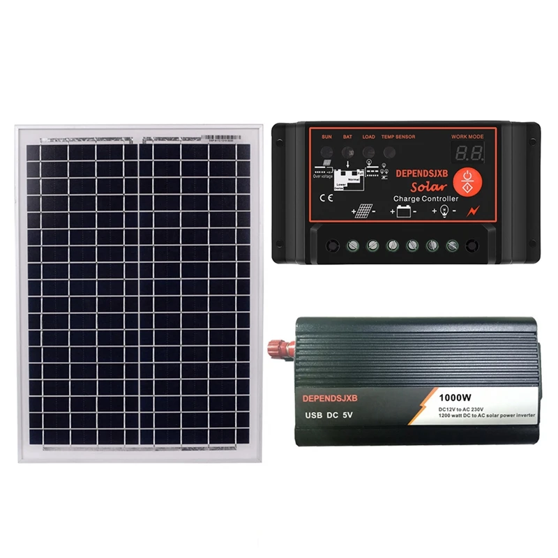 18V20W солнечная панель + 12V контроллер 1000W инвертор Dc12V-Ac230V комплект генерации