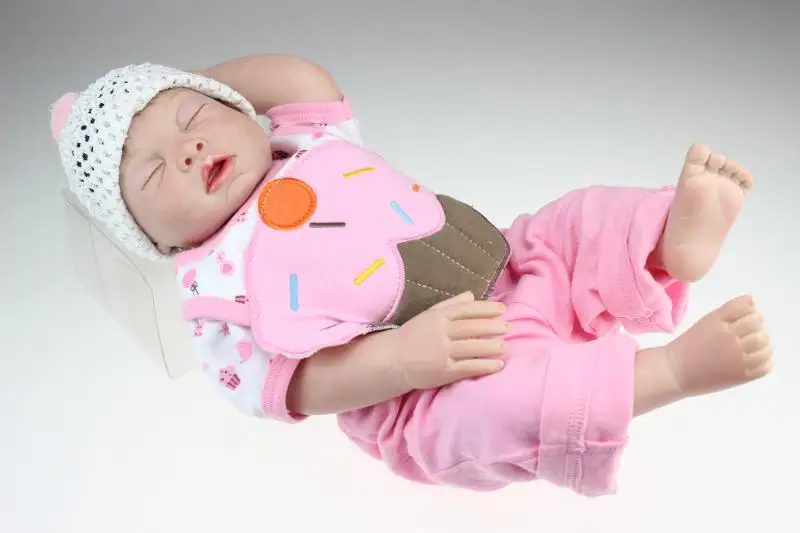 

22 Inch Full Silicone Vinyl Reborn Dolls Sleeping Girl Body Realistic Newborn Babies Doll Girls Boneca For Kids Xmas Gifts