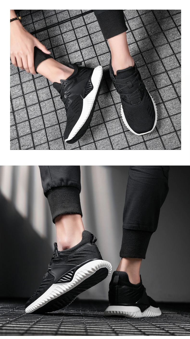 KJEDGB Дизайн высокое качество мужские кроссовки черный серый Flyknit дышащая прогулочная повседневная обувь мужские теннисные туфли большой размер 39-46