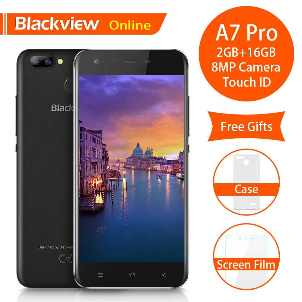 Blackview A7 Pro оригинальный 5 0 дюймовый мобильный телефон 2 Гб + 16 отпечаток пальца ID Dual