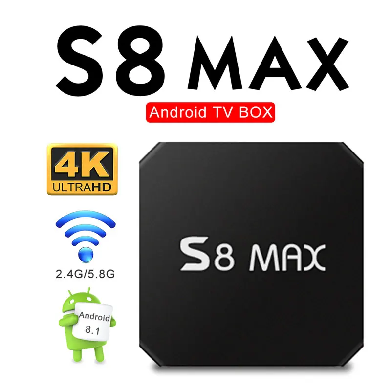 Приставка для ТВ android 8 1 S8 MAX Отт tv box 4 Гб оперативной памяти 32 ПЗУ Rockchip RK3328 USB 3 0 HDR