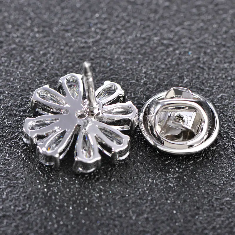 Блестящие стразы белый цирконий снежный цветок броши для женщин медный зажим на