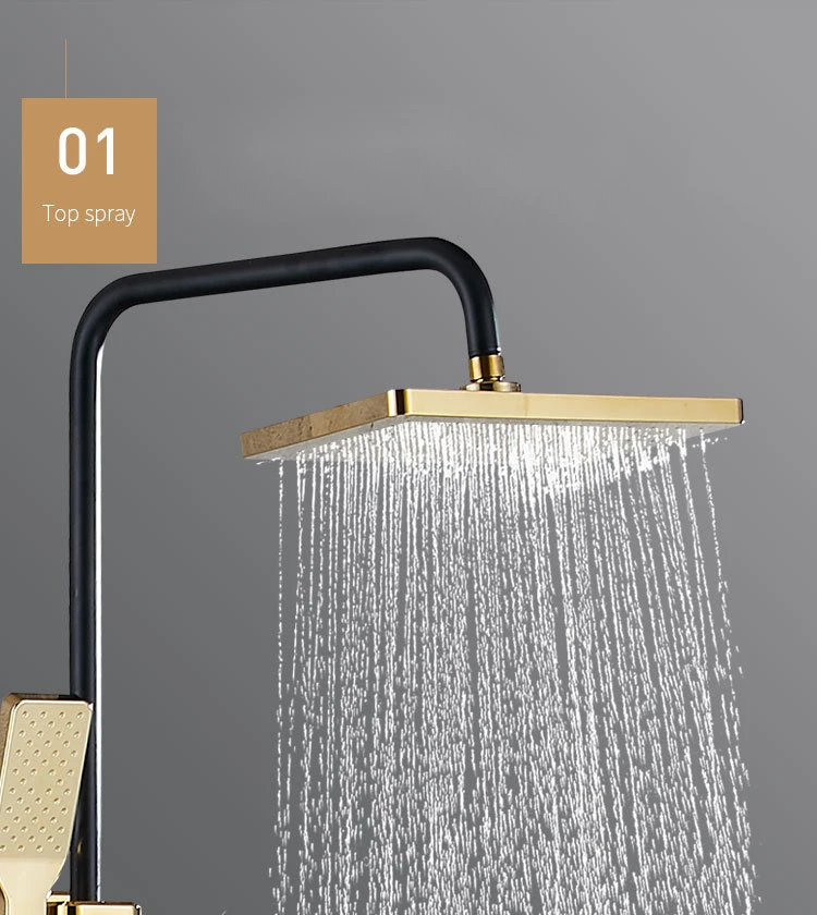Senducs Interlligent Black Gold Shower Set Rainfall Bathroom Digital High Quality Brass Bathtue Series | Обустройство дома