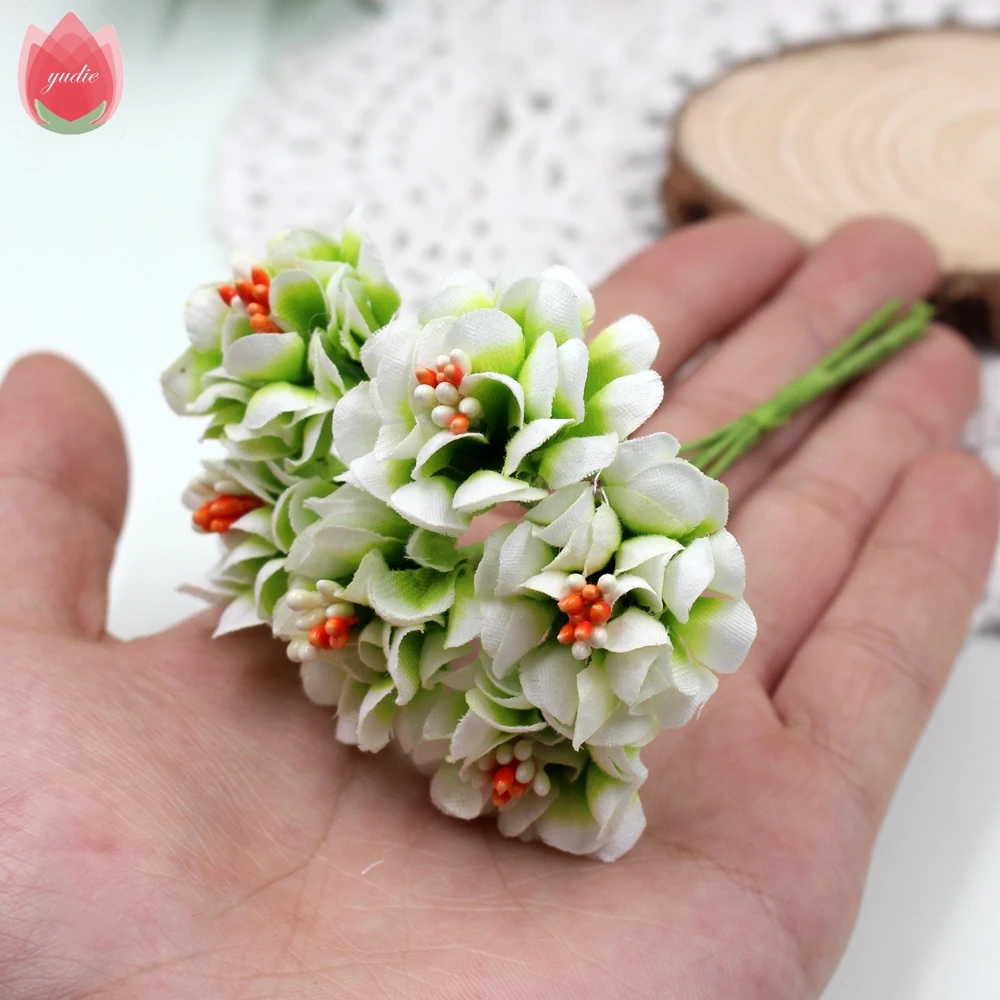 72pcs Silk Gradient Rose Handmake Artificial Flowers Head Wedding Decoration DIY Wreath Gift Box Scrapbooking Craft Fake | Дом и сад