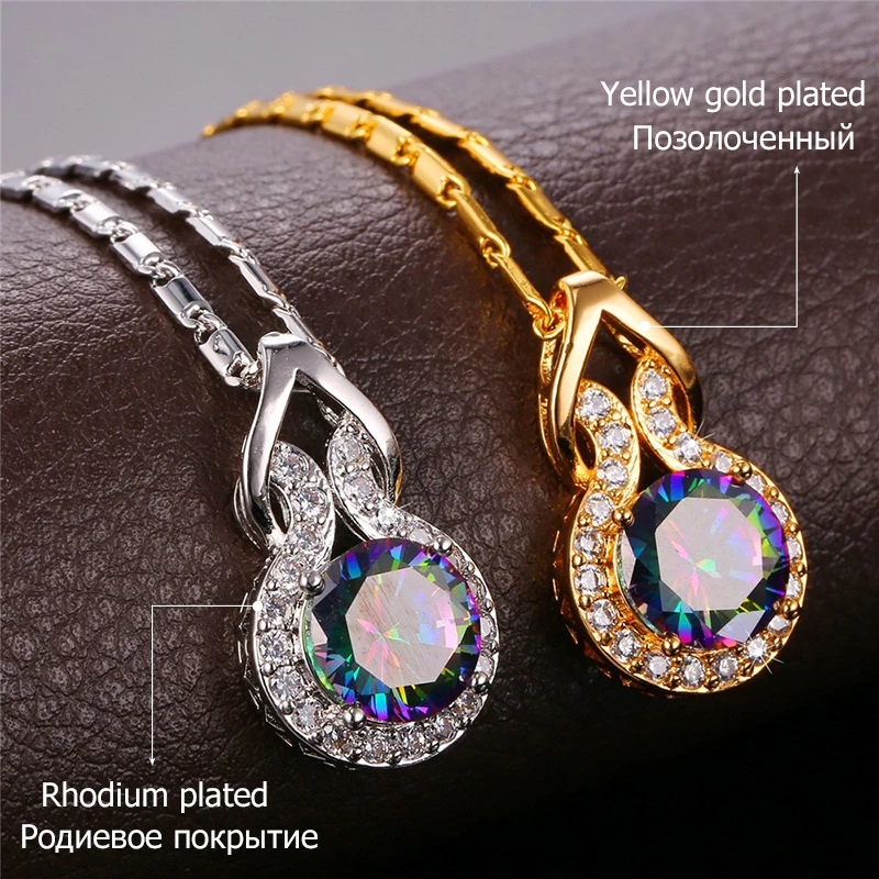 U7 Циркон Серьги Кольца Кулон Ожерелье Ювелирные Наборы Для Женщин Свадебные