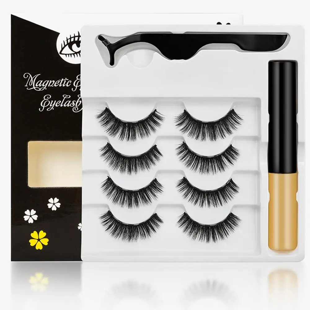 4 пары накладные ресницы на магнитах и магнитной подводке для глаз набор пинцетов