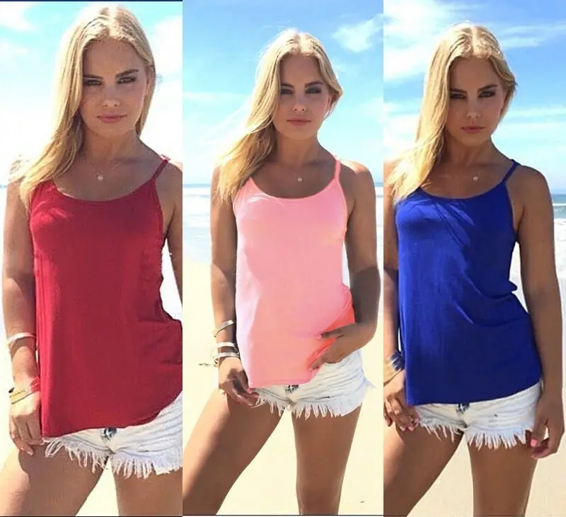 2019 Горячая сексуальная женская комбинация летняя хлопковая майка без рукавов