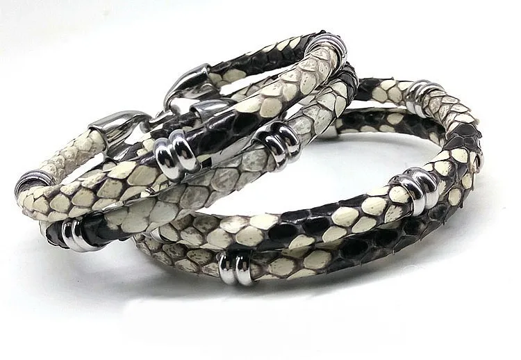 Оптовая продажа Прямая поставка Роскошные браслеты из кожи питона кожаный