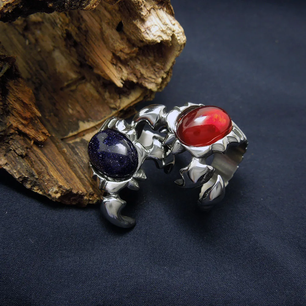 Модель скорпиона парные кольца полировка нержавеющая сталь красный и синий