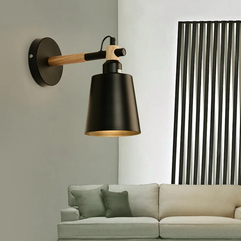 Скандинавские деревянные настенные светильники бра светодиодные Настенные для