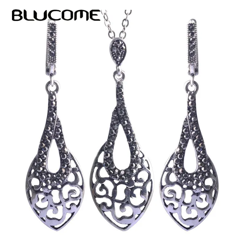 Женский комплект из сережек и ожерелья Blucome длинный подвесок в турецком стиле