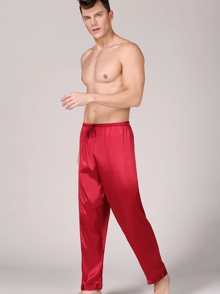 Lounge Men's Satin Silk Pajamas Long Summer Sleepwear Pants Soft Underwear Sexy Nightwear Underpants pyjama homme