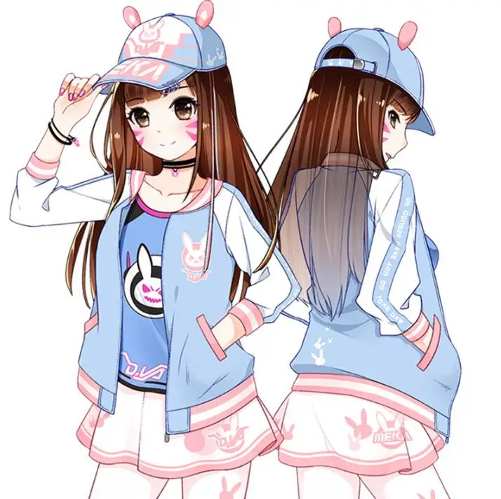 Часы над косплей игра OW DVA D. VA костюм свитера Рубашка шапка рубашка комплект |