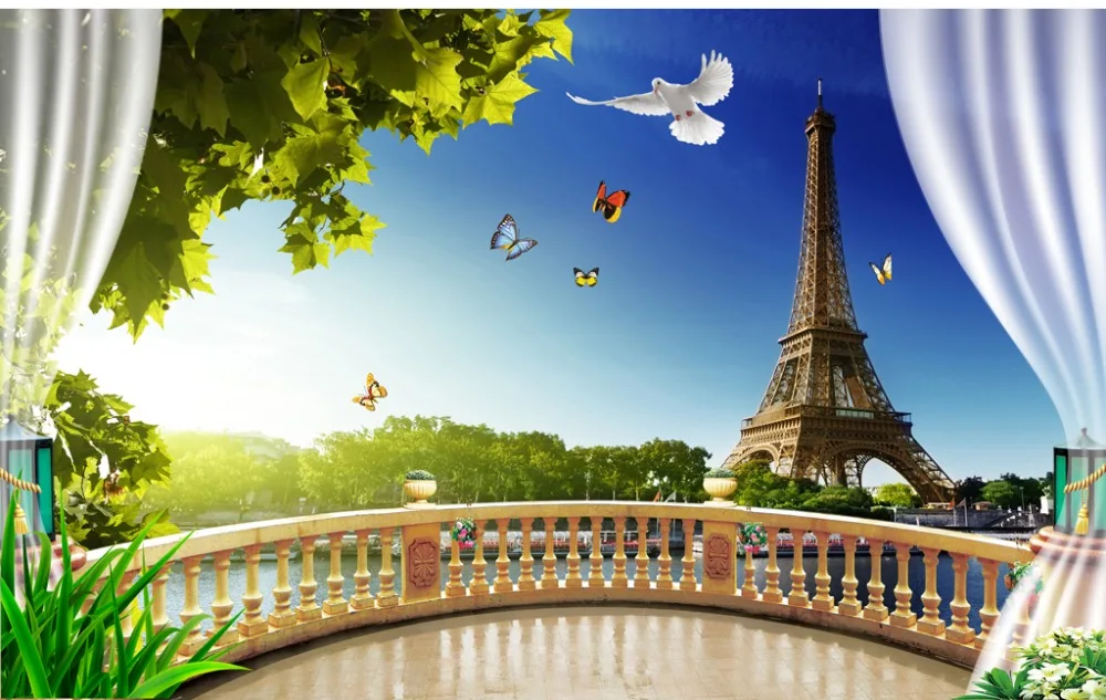 balcony curtains 3D Blackout Curtains For Living room Bedding tower scenery cutain | Дом и сад