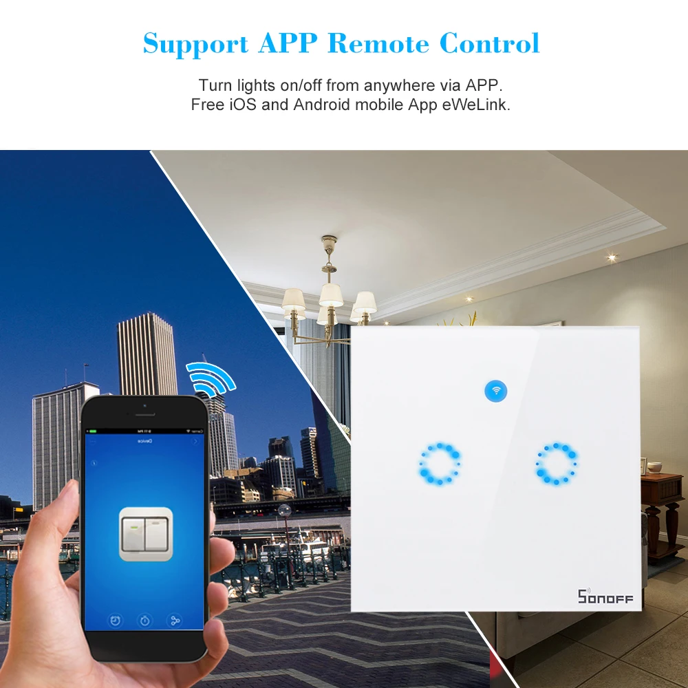 SONOFF T1 EU ITEAD 433 МГц умный WiFi настенный светильник переключатель RF/APP/сенсорный таймер управления для Google/Amazon Беспроводной RF пульт дистанционного управления