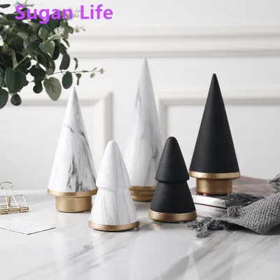 

Sugan Life Nordic Geometric Black White Christmas Tree Minimalism Ceramic Decoration Home Living Room Craft Ornament Decor