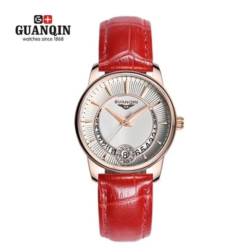 

GUANQIN Woman Diamond Watch Quartz Luxury Famous Brand Rhinestone Watch Waterproof Leather Watch Sport Female Sale Wrist Watches