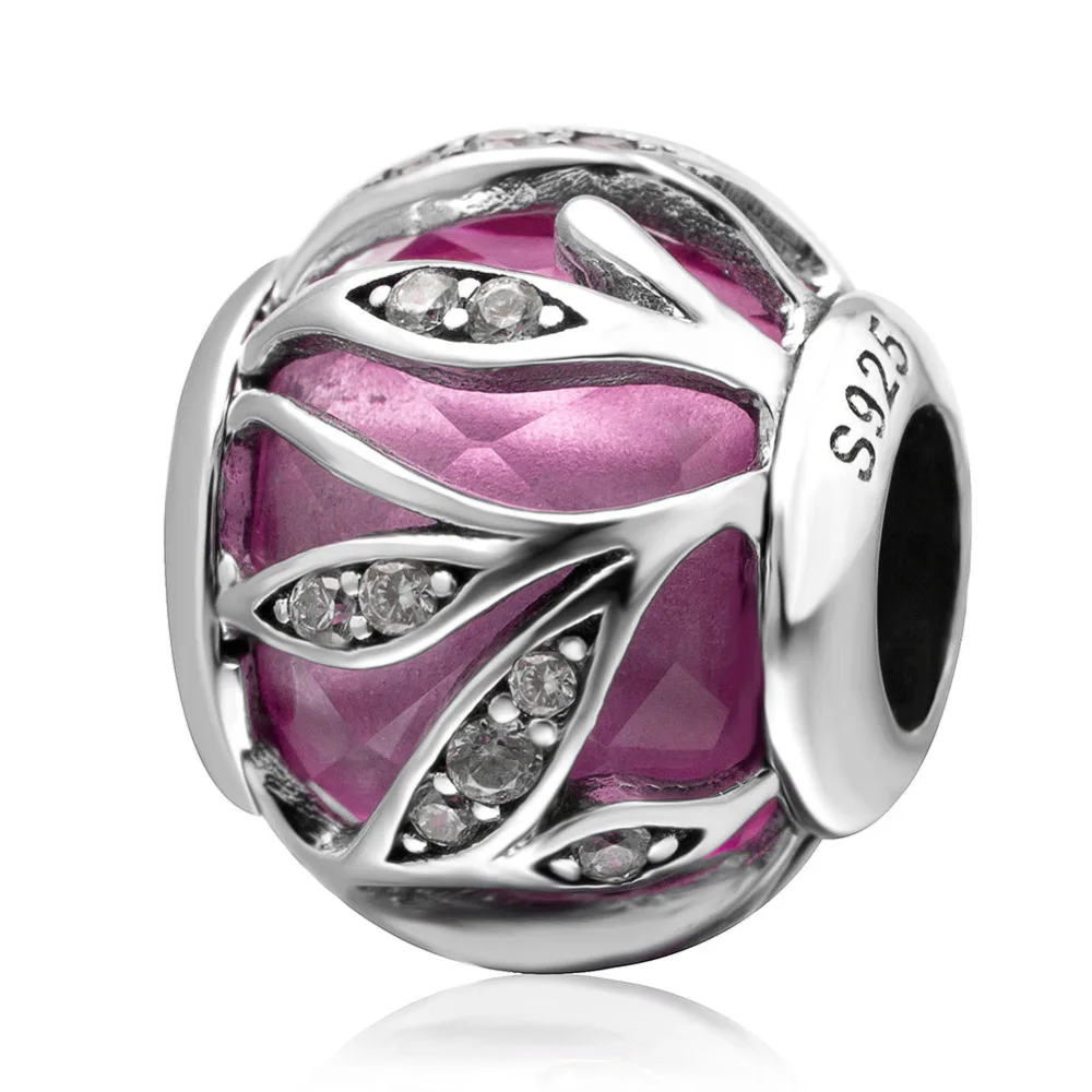 Браслет Pandora с шармами оригинальные бусины в виде серебряных листьев и цветов