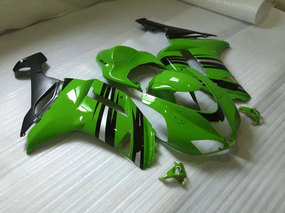 Набор обтекателей мотоцикла для KAWASAKI Ninja ZX6R 07 08 636 2007 2008 zx 6r Новое зелено черные