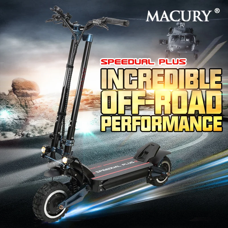 Macury Speedual Plus 11 дюймов двойной электроскутер 72 в 3200 Вт внедорожный E-скутер 110 км/ч двойной привод Zero 11X внедорожный