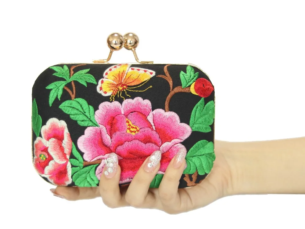 Клатч вечерние маленькие сумки клатч с цветочной вышивкой маленькая цепочка на