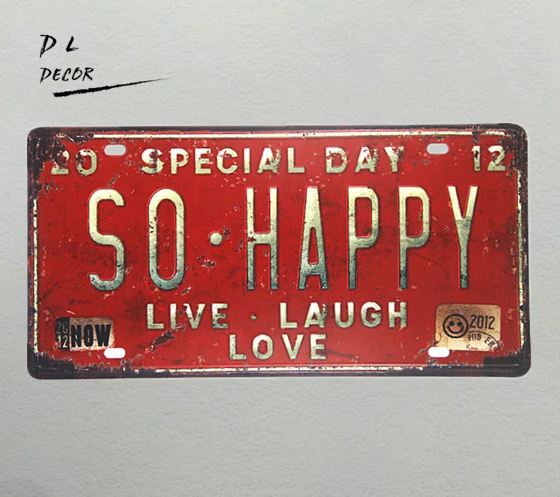 DL SO счастливый специальный день номерной знак металлический плакаты и принты