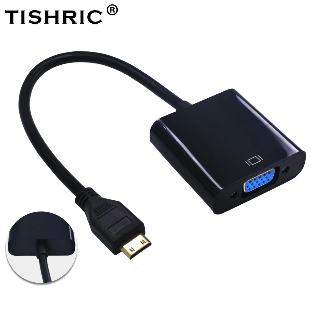 TISHRIC MINI HDMI к VGA Adaapter 1080P цифро аналоговый аудио конвертер кабель для ноутбука TV Box