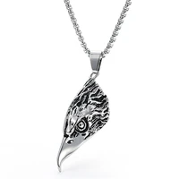 punk eagle necklace pendants animal titanium steel hawk charm pendant necklace skull jewelry