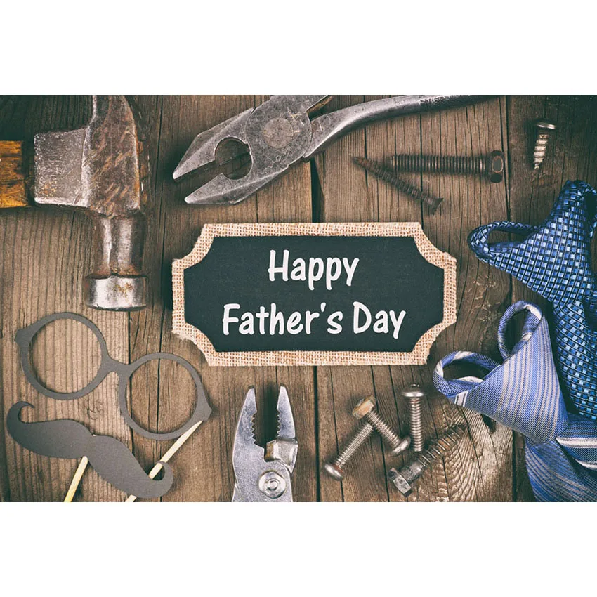 

7x5ft Classical Tools Happy Father Day Wood Party Custom Photo Studio Background Backdrop Vinyl Banner 220cm x 150cm