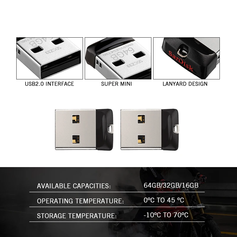 Sandisk Мини авто USB флеш накопитель 16 ГБ 32 64 ГБ|USB флэш-накопители| |