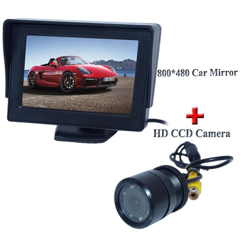 

28mm bring 8 ir lights car parking camera for universal car with 4.3" hd lcd car rear monitor 2 in 1 on promotion