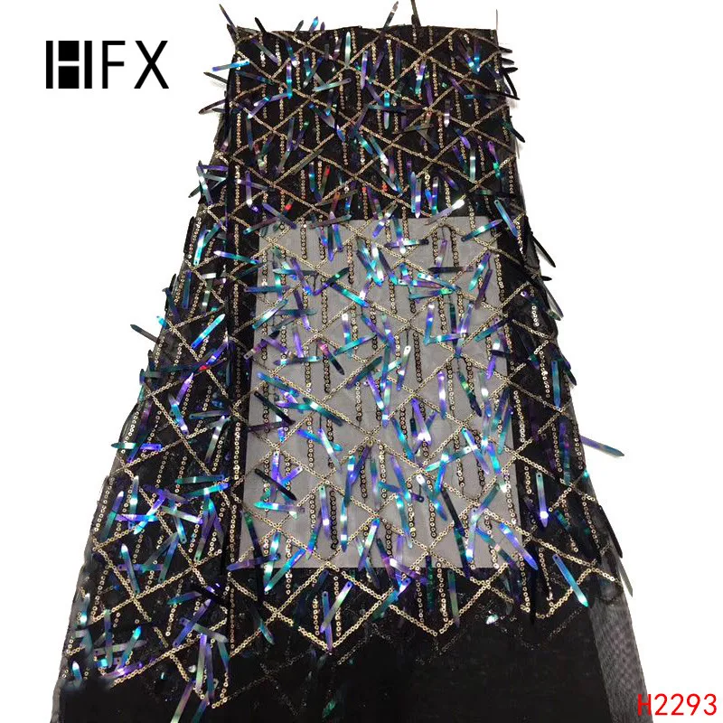 

HFX African Purple Lace Fabric Glitter Mesh Embroidery Wedding Lace Latest French Sequin Nigeria Net Lace Fabric for Lady X2293
