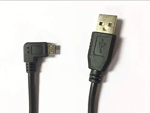 Сверхдлинный кабель USB A Micro B с углом 90 градусов шнур для зарядки под прямым TomTom