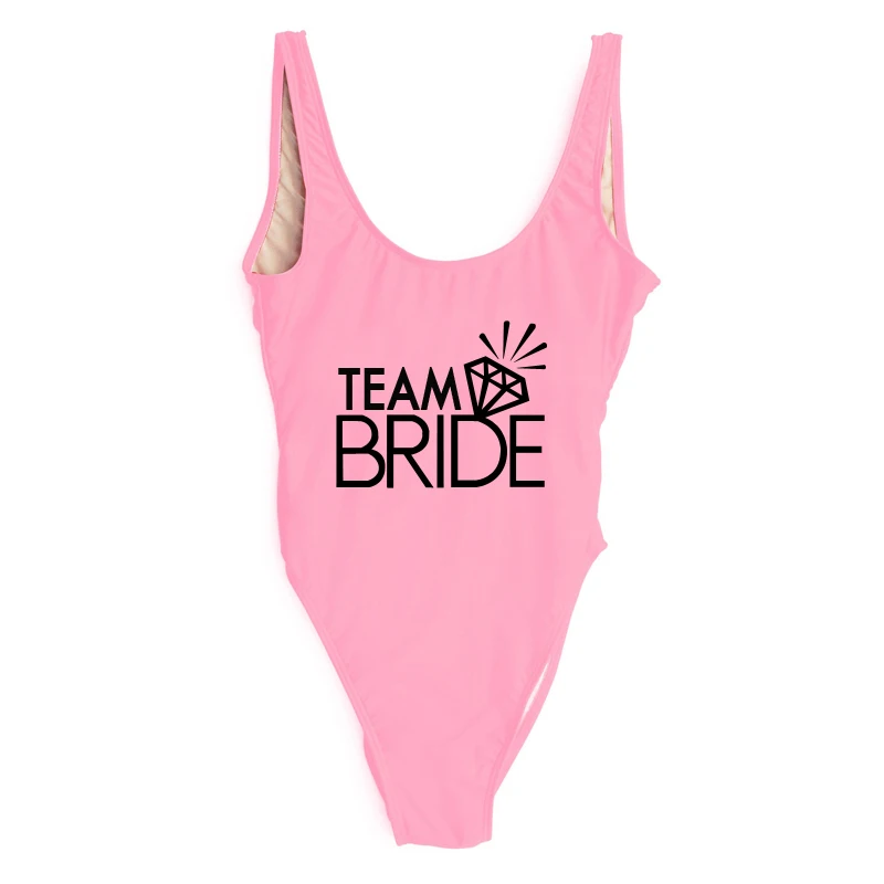 Женский купальник с бриллиантами TEAM BRIDE 2020 Цельный летняя пляжная одежда высоким